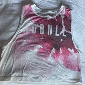 NoBull Pink and White Graphic Crop Top